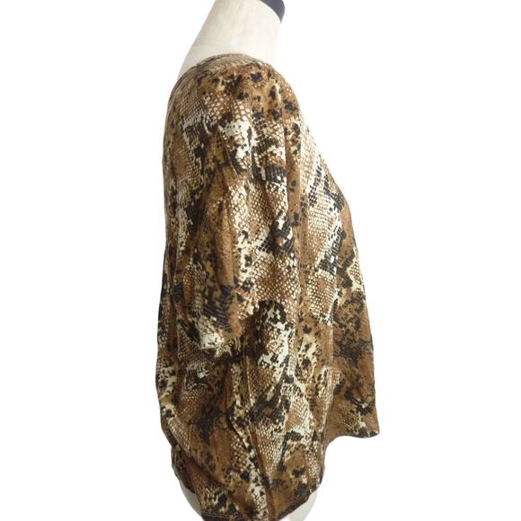 Zara Snake Print Graphic Tee Short Sleeve Women’s Size L Brown - Picture 2 of 5